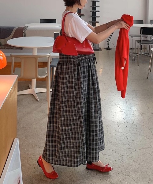 shopnikoniko(ショップニコニコ)の「ワンピース 夏 ロング丈 チェック柄 前後2WAY レイヤードキャミワンピース(ワンピース・レディース・ネイビー/レッド・フリー)」の5枚目の写真
