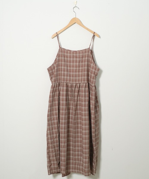 shopnikoniko(ショップニコニコ)の「ワンピース 夏 ロング丈 チェック柄 前後2WAY レイヤードキャミワンピース(ワンピース・レディース・ネイビー/レッド・フリー)」の12枚目の写真