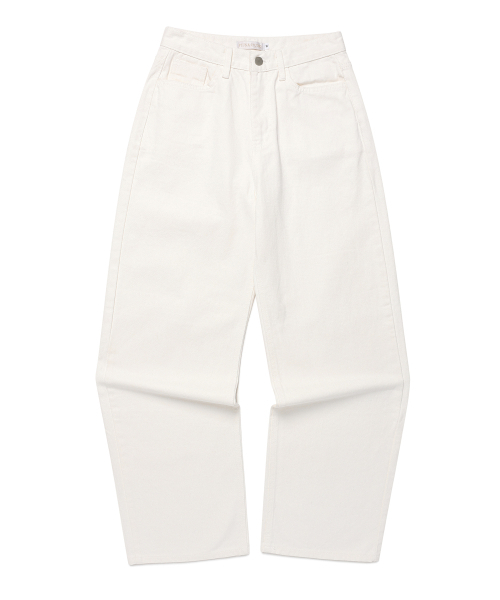 PLUNASTUDIO（プルナスタジオ）の「セミワイドデニムパンツ（白色）（デニムパンツ・レディース・ホワイト・SMALL/MEDIUM/LARGE）」の2枚目の写真