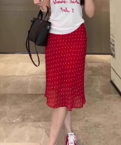 Ritzy（リッツィー）の「レッドドット　シフォンスカート（スカート・レディース・レッド・M）」の4枚目の写真
