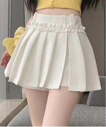 フリル付きプリーツミニスカート