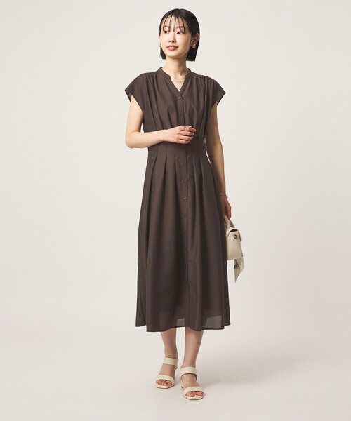 green label relaxing（グリーンレーベルリラクシング）の「シアー タック フレア フレンチスリーブ ワンピース（ワンピース・レディース・ダークブラウン/その他2/その他1/ネイビー・36/38）」の8枚目の写真
