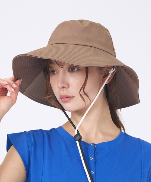 abahouse mavie(アバハウスマヴィ)の「【UVカット】ラスターワイドブリムハット(ハット・レディース・モカ/ブラック・フリー)」の1枚目の写真