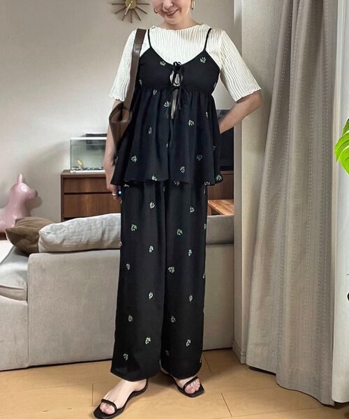 Remind me and forever（リマインドミーアンドフォーエバー）の「【SETUP】花刺繍キャミチュニックブラウス（シャツ/ブラウス・レディース・ブラック/アイボリー/ブラウン・FREE）」の11枚目の写真