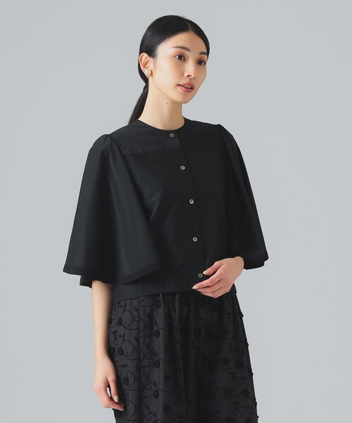 EFFE BEAMS(エッフェビームス)の「シルク コットン 羽織り ブラウス(シャツ/ブラウス・レディース・ブラック/ホワイト・ONE SIZE)」の2枚目の写真