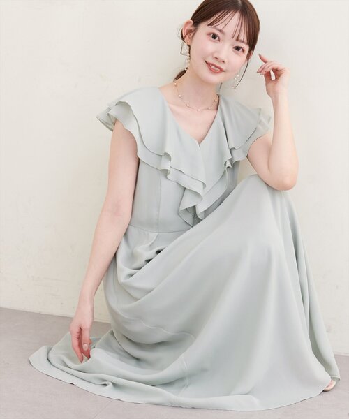 natural couture(ナチュラルクチュール)の「〈Erikoコラボ〉フリルカラーノースリワンピース(ワンピース・レディース・ミント/ベージュ/ブラック/アイボリー・SMALL/MEDIUM)」の4枚目の写真