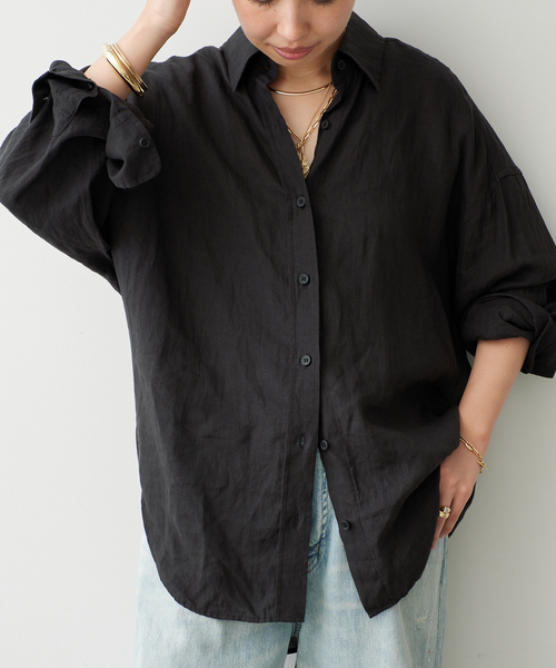 Deuxieme Classe（ドゥーズィエムクラス）の「* Linen シャツ（シャツ/ブラウス・レディース・ホワイト/ブラック/カーキ/オフホワイト・FREE）」の8枚目の写真