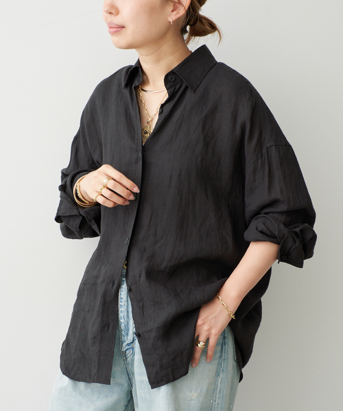 Deuxieme Classe（ドゥーズィエムクラス）の「* Linen シャツ（シャツ/ブラウス・レディース・ホワイト/ブラック/カーキ/オフホワイト・FREE）」の9枚目の写真