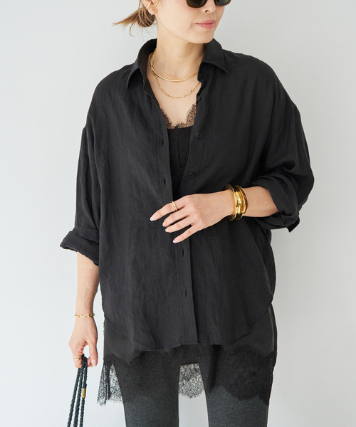 Deuxieme Classe（ドゥーズィエムクラス）の「* Linen シャツ（シャツ/ブラウス・レディース・ホワイト/ブラック/カーキ/オフホワイト・FREE）」の10枚目の写真