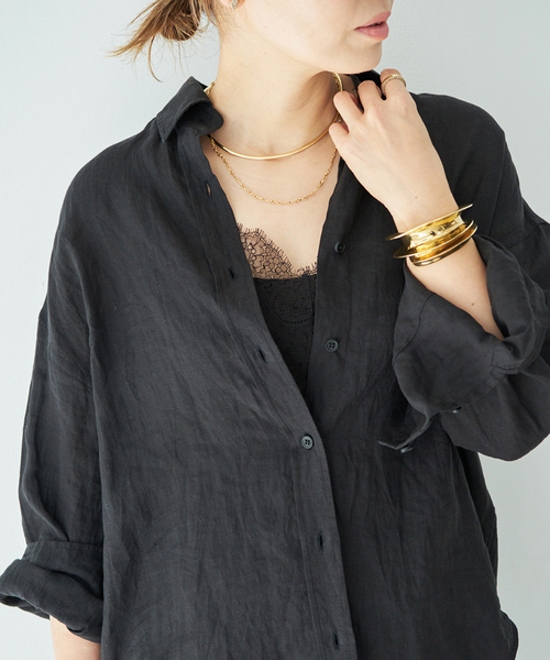 Deuxieme Classe（ドゥーズィエムクラス）の「* Linen シャツ（シャツ/ブラウス・レディース・ホワイト/ブラック/カーキ/オフホワイト・FREE）」の14枚目の写真