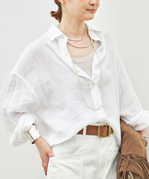 Deuxieme Classe（ドゥーズィエムクラス）の「* Linen シャツ（シャツ/ブラウス・レディース・ホワイト/ブラック/カーキ/オフホワイト・FREE）」の18枚目の写真