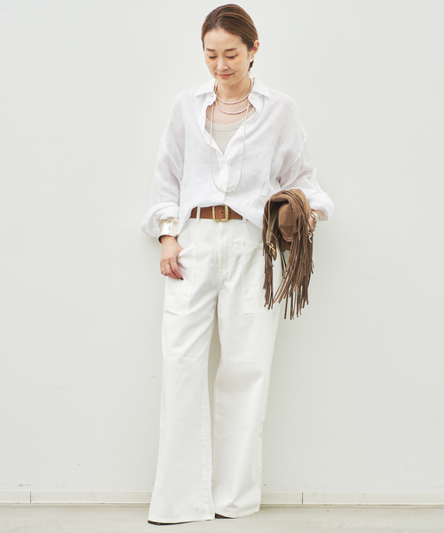 Deuxieme Classe（ドゥーズィエムクラス）の「* Linen シャツ（シャツ/ブラウス・レディース・ホワイト/ブラック/カーキ/オフホワイト・FREE）」の20枚目の写真
