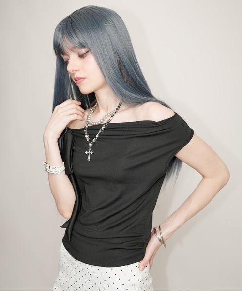 IMARI(イマリ)の「【 IMARI / イマリ 】 チョーカー付き ボートネック トップス(Tシャツ/カットソー・レディース・ホワイト/グレー/ブラック・FREE)」の20枚目の写真