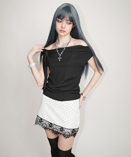 IMARI(イマリ)の「【 IMARI / イマリ 】 チョーカー付き ボートネック トップス(Tシャツ/カットソー・レディース・ホワイト/グレー/ブラック・FREE)」の19枚目の写真