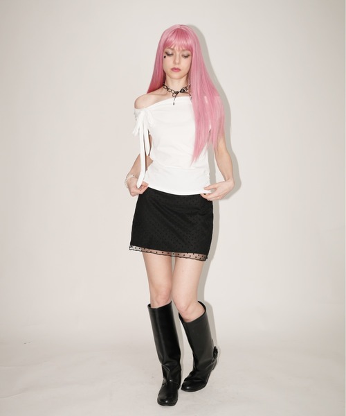 IMARI(イマリ)の「【 IMARI / イマリ 】 チョーカー付き ボートネック トップス(Tシャツ/カットソー・レディース・ホワイト/グレー/ブラック・FREE)」の18枚目の写真