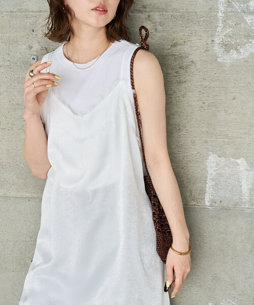 FREAK'S STORE(フリークスストア)の「限定展開 レース×マットサテン キャミ ワンピース(ワンピース・レディース・オフホワイト/ブラック・フリ-)」の12枚目の写真