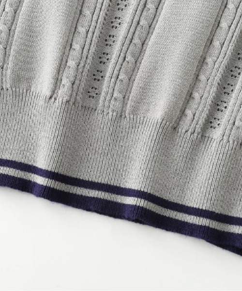 LA POMME petit(ラポミ・プチ)の「Preppy Summer Knit(Tシャツ/カットソー・レディース・グレー/ホワイト・FREE)」の5枚目の写真