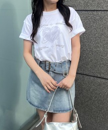 メタリックシルバーデザイン半袖Tシャツ