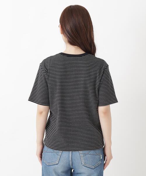 one'sterrace（ワンズテラス）の「クルーネック 半袖ボーダープルオーバー（Tシャツ/カットソー・レディース・ブラック系8/アイボリー系8・02）」の6枚目の写真