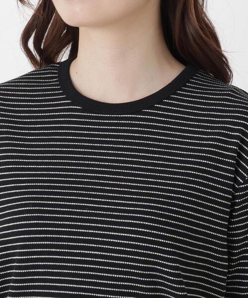 one'sterrace（ワンズテラス）の「クルーネック 半袖ボーダープルオーバー（Tシャツ/カットソー・レディース・ブラック系8/アイボリー系8・02）」の7枚目の写真