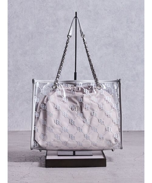 GYDA(ジェイダ)の「GG glitter print clearトートBAG(トートバッグ・レディース・ブラック/シルバー/ピンク・FREE)」の1枚目の写真
