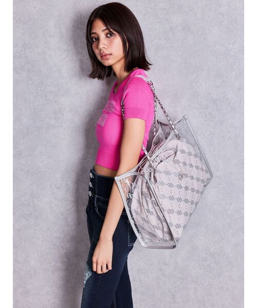GYDA(ジェイダ)の「GG glitter print clearトートBAG(トートバッグ・レディース・ブラック/シルバー/ピンク・FREE)」の7枚目の写真