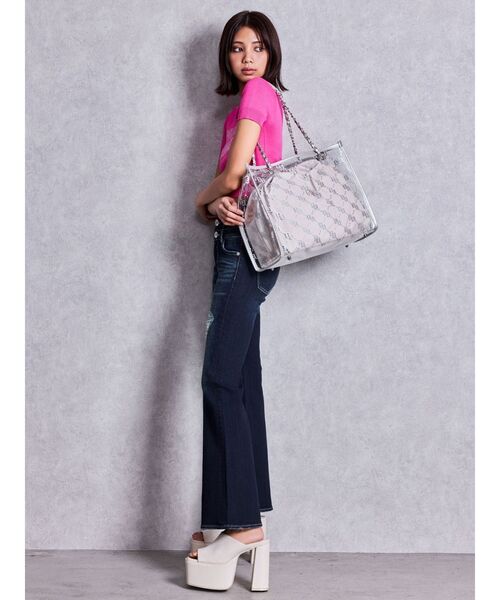 GYDA(ジェイダ)の「GG glitter print clearトートBAG(トートバッグ・レディース・ブラック/シルバー/ピンク・FREE)」の8枚目の写真