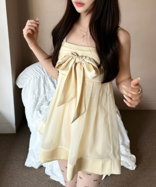Ada.(エイダ)の「フロントリボン シアー キャミチュニック(ワンピース・レディース・アイボリー/ピンク/ブラック・FREE)」の18枚目の写真