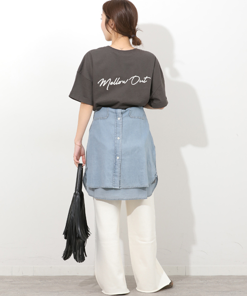 JOURNAL STANDARD relume（ジャーナルスタンダード　レリューム）の「《追加2 / 新色》刺繍ロゴハーフスリーブT（Tシャツ/カットソー・レディース・ブラウン/グレー/ブラック系その他/ホワイト・FREE）」の6枚目の写真