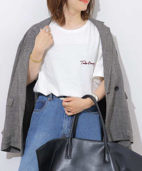 JOURNAL STANDARD relume（ジャーナルスタンダード　レリューム）の「《追加2 / 新色》刺繍ロゴハーフスリーブT（Tシャツ/カットソー・レディース・ブラウン/グレー/ブラック系その他/ホワイト・FREE）」の21枚目の写真