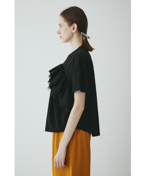 HeRIN.CYE(ヘリンドットサイ)の「A line ruffle tops / Aラインラッフルトップス(Tシャツ/カットソー・レディース・ブラック/ホワイト・FREE)」の9枚目の写真