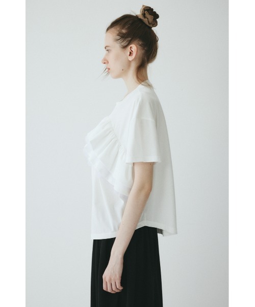 HeRIN.CYE(ヘリンドットサイ)の「A line ruffle tops / Aラインラッフルトップス(Tシャツ/カットソー・レディース・ブラック/ホワイト・FREE)」の6枚目の写真