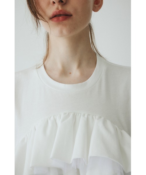 HeRIN.CYE(ヘリンドットサイ)の「A line ruffle tops / Aラインラッフルトップス(Tシャツ/カットソー・レディース・ブラック/ホワイト・FREE)」の11枚目の写真