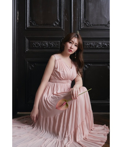 セール】pearl shoulder camisole set original big flower print OP