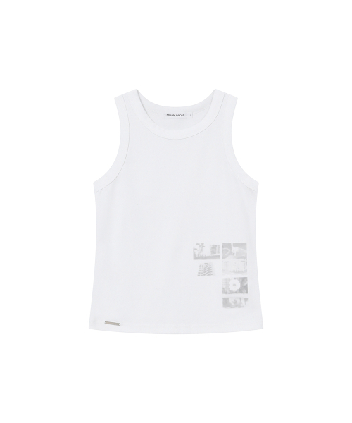 Miseki SEOUL（ミセキソウル）の「Photo album graphic sleeveless WHITE（Tシャツ/カットソー・レディース・その他・1/2）」の2枚目の写真