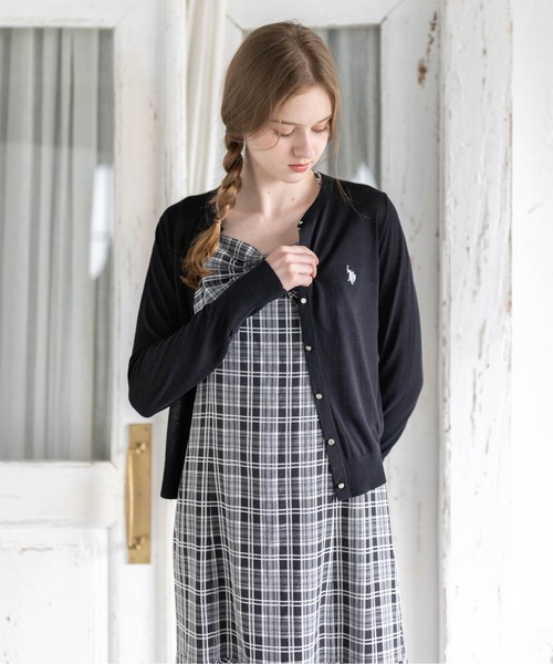 U.S. POLO ASSN.(ユーエスポロアッスン)の「【U.S. POLO ASSN.】clear 別注 シアーコンパクトカーディガン(カーディガン/ボレロ・レディース・ホワイト×ブラック/ブラック/オフホワイト・F)」の5枚目の写真