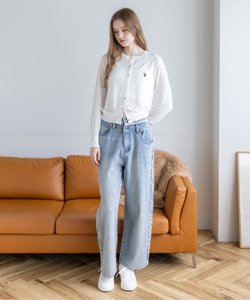 U.S. POLO ASSN.(ユーエスポロアッスン)の「【U.S. POLO ASSN.】clear 別注 シアーコンパクトカーディガン(カーディガン/ボレロ・レディース・ホワイト×ブラック/ブラック/オフホワイト・F)」の13枚目の写真