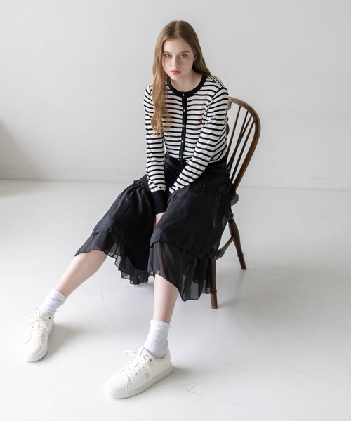 U.S. POLO ASSN.(ユーエスポロアッスン)の「【U.S. POLO ASSN.】clear 別注 シアーコンパクトカーディガン(カーディガン/ボレロ・レディース・ホワイト×ブラック/ブラック/オフホワイト・F)」の15枚目の写真
