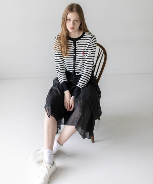 U.S. POLO ASSN.(ユーエスポロアッスン)の「【U.S. POLO ASSN.】clear 別注 シアーコンパクトカーディガン(カーディガン/ボレロ・レディース・ホワイト×ブラック/ブラック/オフホワイト・F)」の16枚目の写真