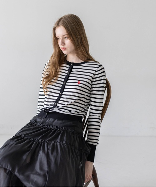 U.S. POLO ASSN.(ユーエスポロアッスン)の「【U.S. POLO ASSN.】clear 別注 シアーコンパクトカーディガン(カーディガン/ボレロ・レディース・ホワイト×ブラック/ブラック/オフホワイト・F)」の17枚目の写真