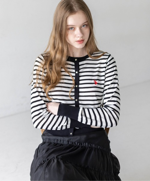 U.S. POLO ASSN.(ユーエスポロアッスン)の「【U.S. POLO ASSN.】clear 別注 シアーコンパクトカーディガン(カーディガン/ボレロ・レディース・ホワイト×ブラック/ブラック/オフホワイト・F)」の18枚目の写真
