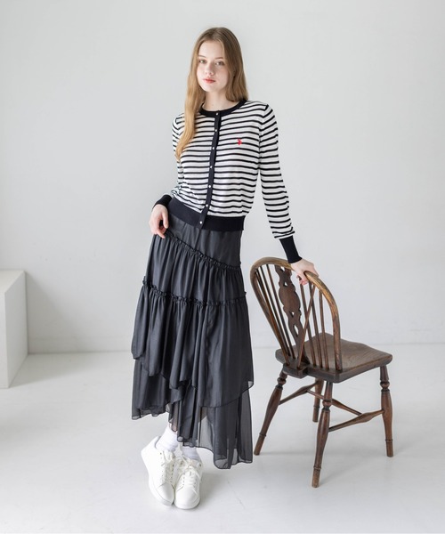 U.S. POLO ASSN.(ユーエスポロアッスン)の「【U.S. POLO ASSN.】clear 別注 シアーコンパクトカーディガン(カーディガン/ボレロ・レディース・ホワイト×ブラック/ブラック/オフホワイト・F)」の21枚目の写真