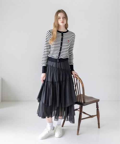 U.S. POLO ASSN.(ユーエスポロアッスン)の「【U.S. POLO ASSN.】clear 別注 シアーコンパクトカーディガン(カーディガン/ボレロ・レディース・ホワイト×ブラック/ブラック/オフホワイト・F)」の22枚目の写真