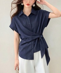 ウエストリボンフレンチスリーブシャツ