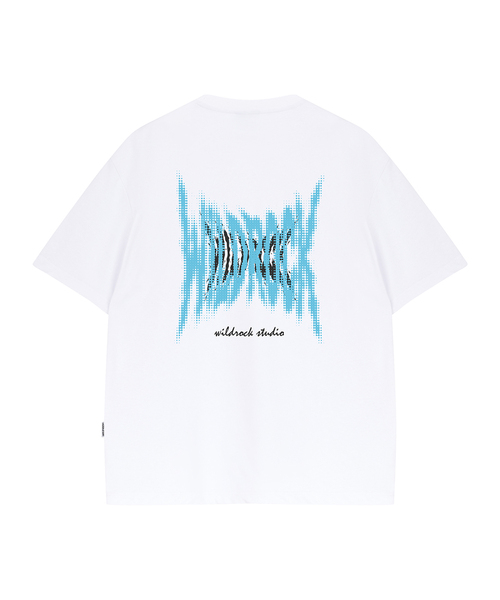 WILDROCK(ワイルドロック)の「スパイクハーフトーン クールコットン オーバーサイズ 半袖Tシャツ(Tシャツ/カットソー・メンズ・ホワイト/スカイブルー/ブラック/ピンク/イエロー/ブルー/チャコール・SMALL/MEDIUM/LARGE)」の2枚目の写真