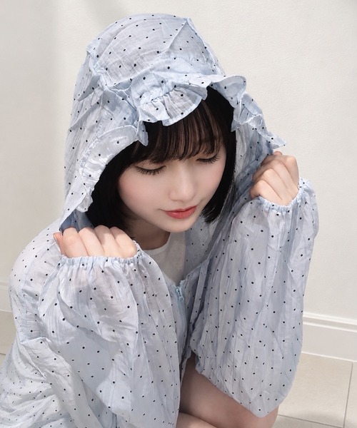 NOLITA / ノリータ 】ドット柄シアーパーカー フリルフード ジップ