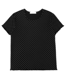 女性用ラウンジウェア半袖Tシャツ [ドットブラック]