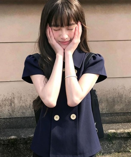 semplice（センプリチェ）の「シャツ【韓国ファッション】（シャツ/ブラウス・レディース・ネイビー・S/M/L/XL）」の4枚目の写真