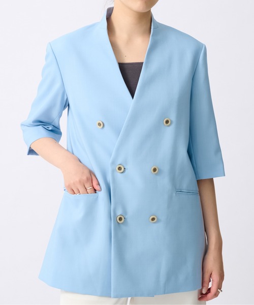 UJOH（ウジョー）の「【UJOH/ウジョー】6BW Half Sleeve JKT/ハーフスリーブジャケット（テーラードジャケット・レディース・オレンジ・2）」の3枚目の写真