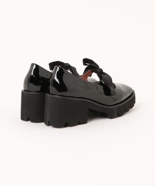 ALL BLACK(オールブラック)の「【本革/軽量/275g/太ヒール/6cm】リボンパンプス(パンプス・レディース・シルバー/ブラック・37/35/38/39)」の3枚目の写真